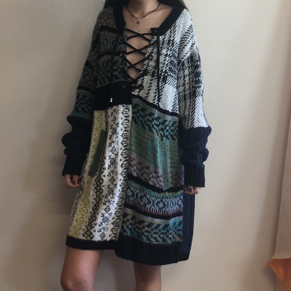patchwork sweater dress
